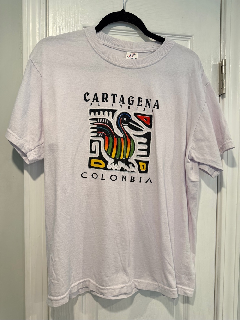 Cartagena Colombia Size XL Graphic Souvenir T-Shirt White Pelican Cotton Tee